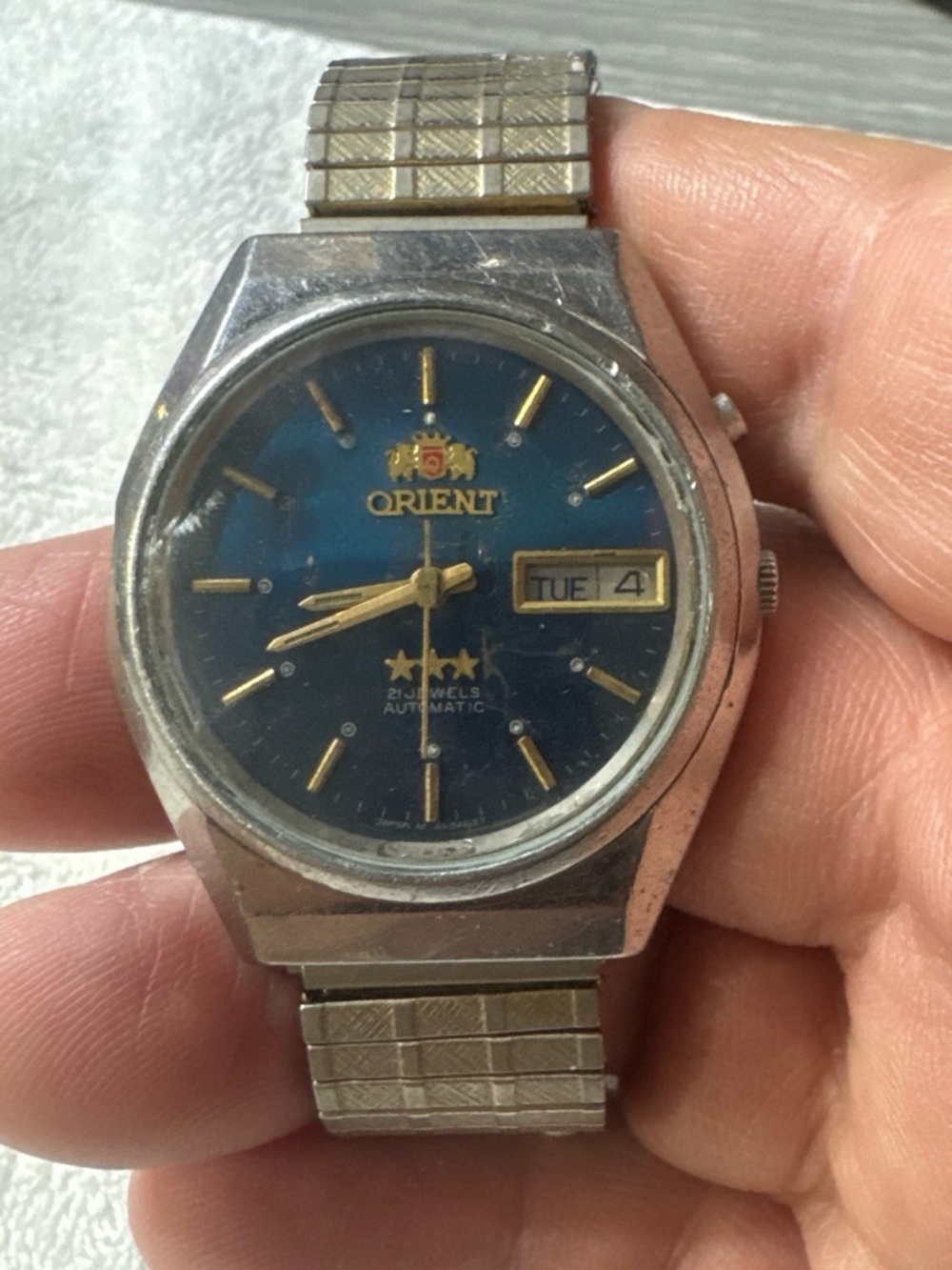 Orient Men's Automatic Watch - Blue Dial, Silver Bracelet